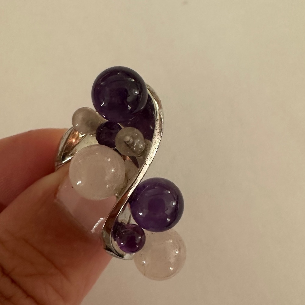 Sterling Silver Amethyst Bubble Ring - image 1